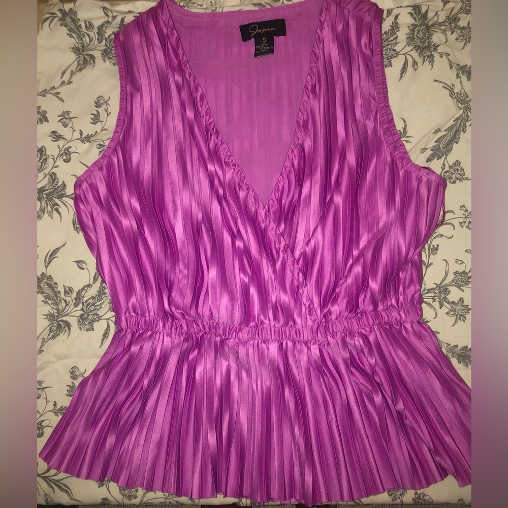 Jopna Pink Sleeveless Pleated Blouse